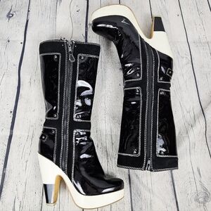 ROBERTO BOTELLA | patent leather side zip platform heeled boots